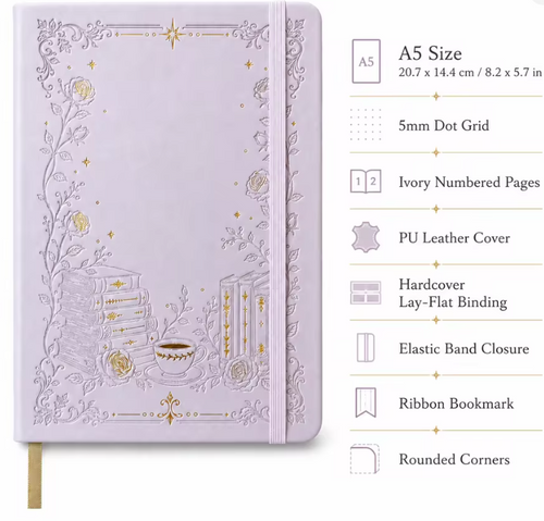 Caderno Pontilhado A5 Enchanted Garden – Capa Dura ✨🌙
