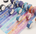 Kit 12 Fitas Washi Celestial com Detalhes Dourados 🌙✨