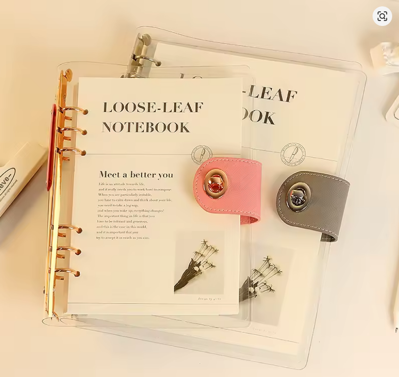 Caderno Fichário A5/B5 com Folhas Removíveis e Capa Transparente 📖✨