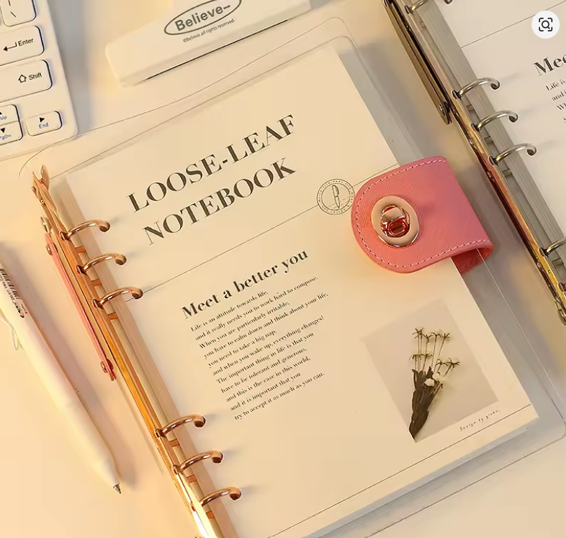 Caderno Fichário A5/B5 com Folhas Removíveis e Capa Transparente 📖✨