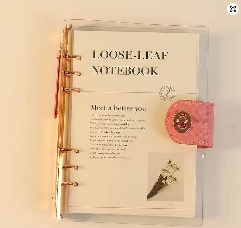 Caderno Fichário A5/B5 com Folhas Removíveis e Capa Transparente 📖✨