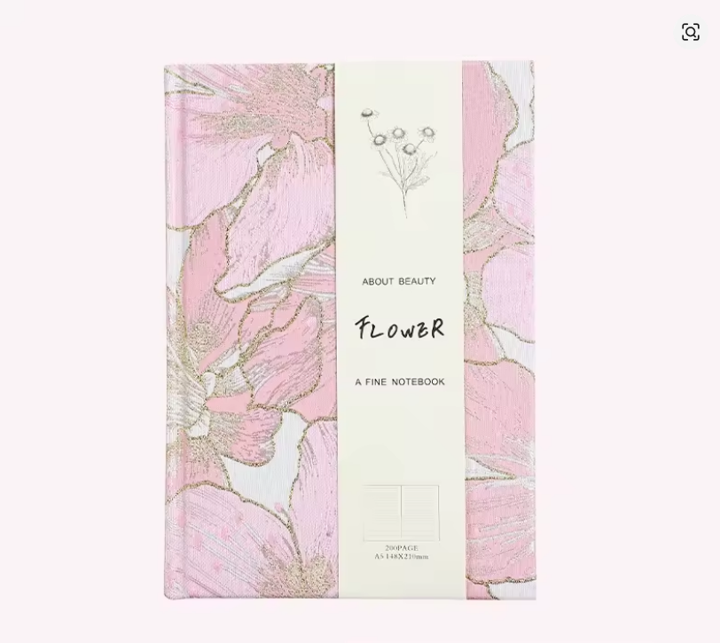 Caderno A5 Floral Peônia com Capa de Tecido e Páginas Pautadas 🌸✨