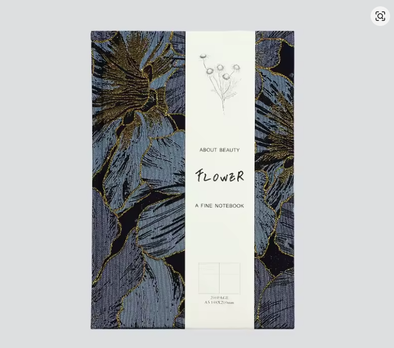 Caderno A5 Floral Peônia com Capa de Tecido e Páginas Pautadas 🌸✨