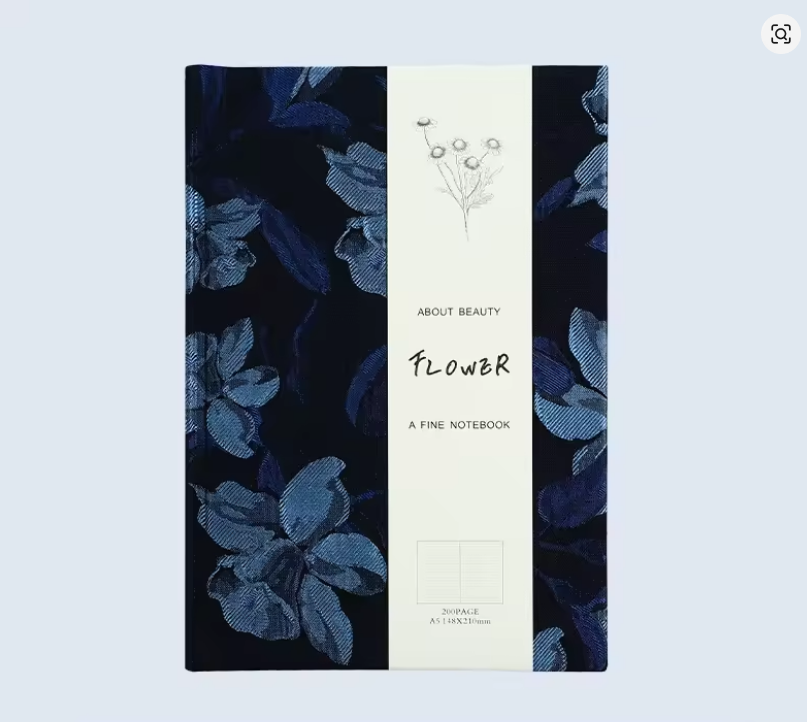 Caderno A5 Floral Peônia com Capa de Tecido e Páginas Pautadas 🌸✨