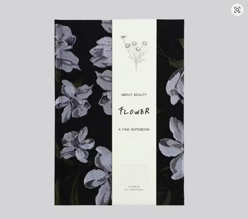 Caderno A5 Floral Peônia com Capa de Tecido e Páginas Pautadas 🌸✨
