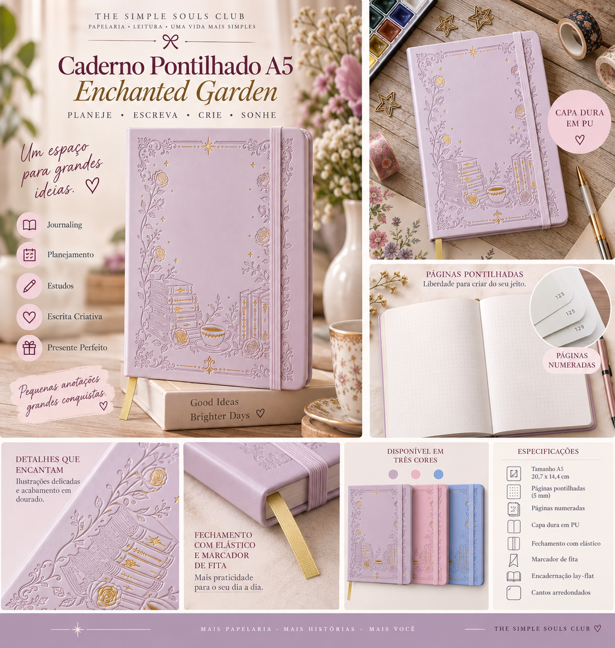Caderno Pontilhado A5 Enchanted Garden – Capa Dura