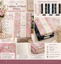 Caderno A5 Floral Peônia com Capa de Tecido e Páginas Pautadas