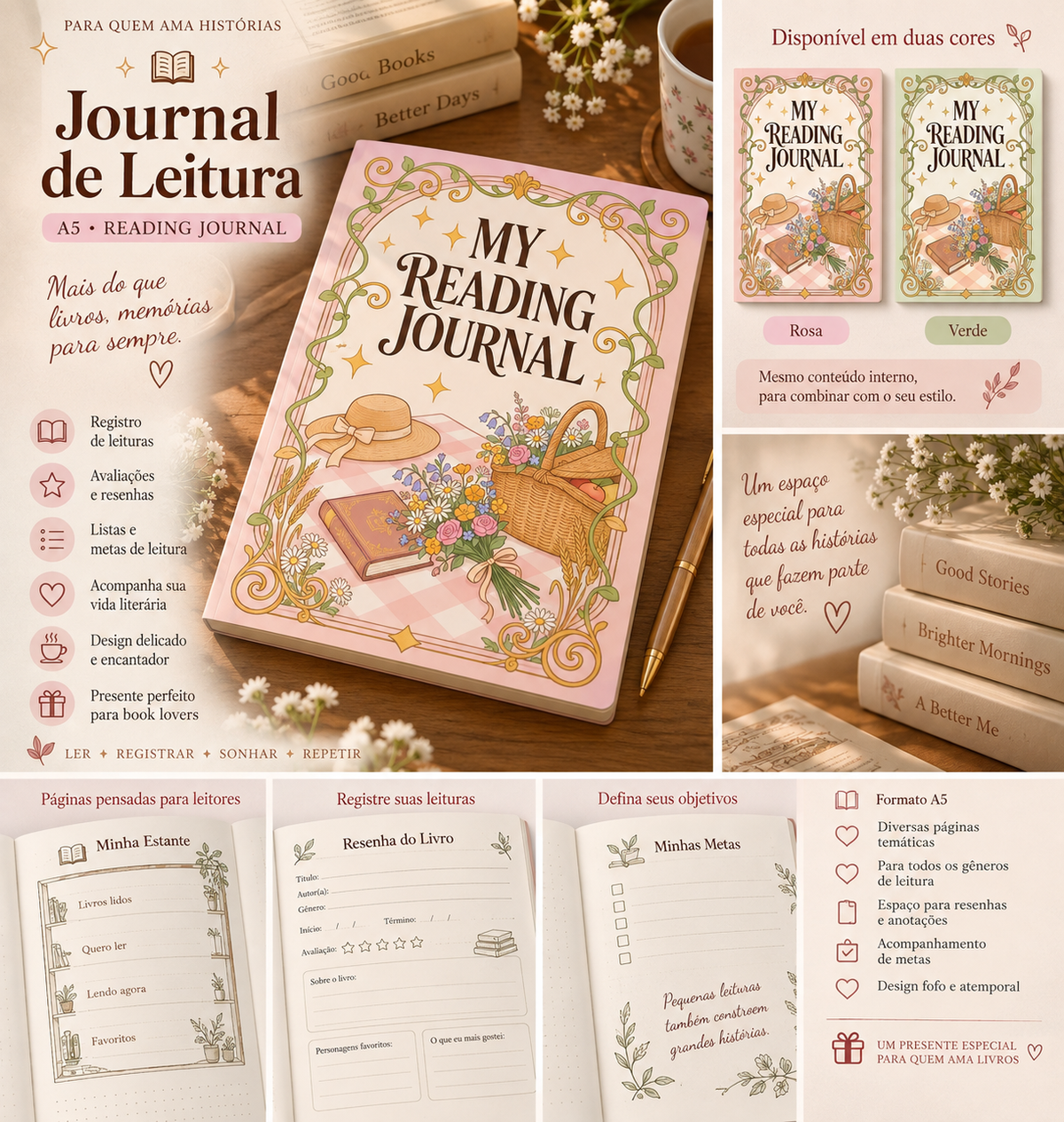 Journal de Leitura A5 para Book Lovers – Reading Journal