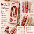 Kit 4 Canetas Florais Vintage 0.5mm