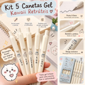 Kit 5 Canetas Gel Kawaii 0.5mm – Tinta Preta