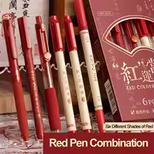Kit 6 Canetas Vermelhas para Estudos & Anotações ❤️🖊️