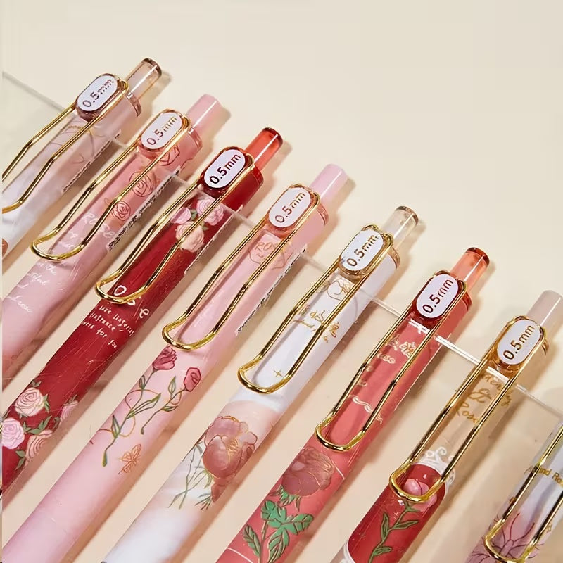Kit 4 Canetas Florais Vintage 0.5mm 🌹✨