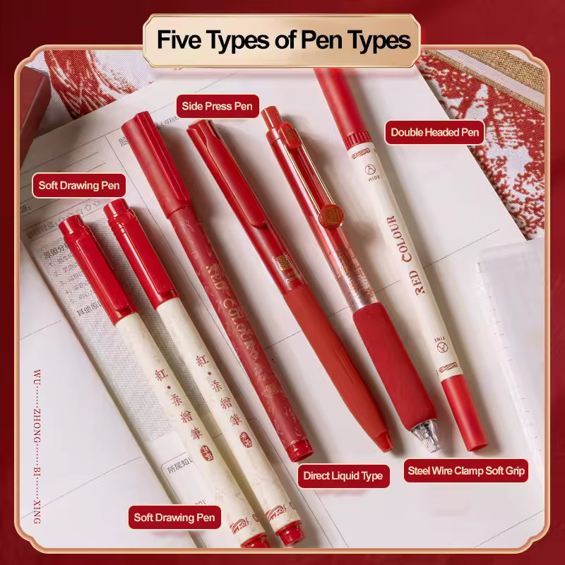 Kit 6 Canetas Vermelhas para Estudos & Anotações ❤️🖊️