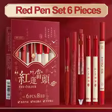 Kit 6 Canetas Vermelhas para Estudos & Anotações ❤️🖊️